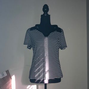 No boundaries. Black and white striped shirt